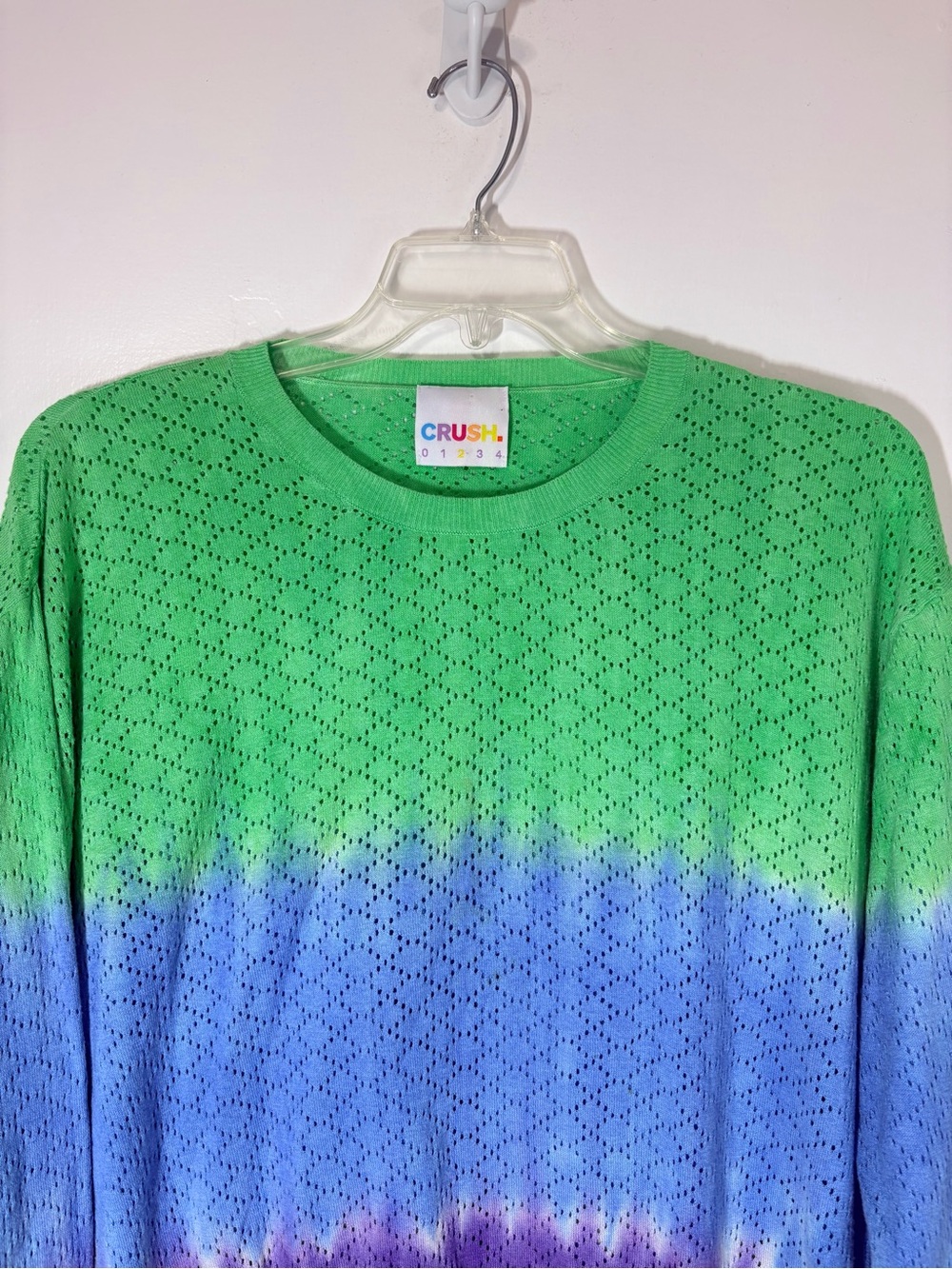 Crush Women’s Ombré Tie Dyed  Cotton Silk Cashmere Blend Multicolor Top Sz 2/M - Picture 3 of 10
